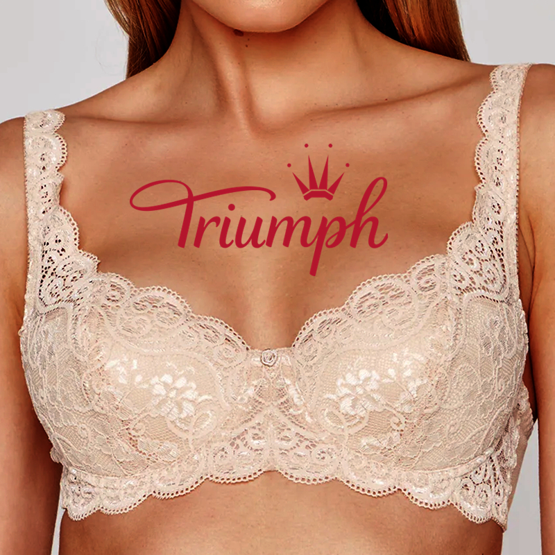 Triumph®👑3 Temptations✨✨70%-os minőség💝Kényelmes csipke melltartó virágos hímzéssel nagy méretben [75A-120F]